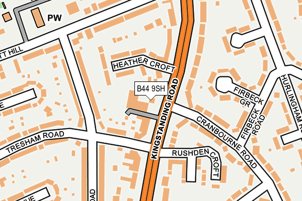 B44 9SH map - OS OpenMap – Local (Ordnance Survey)