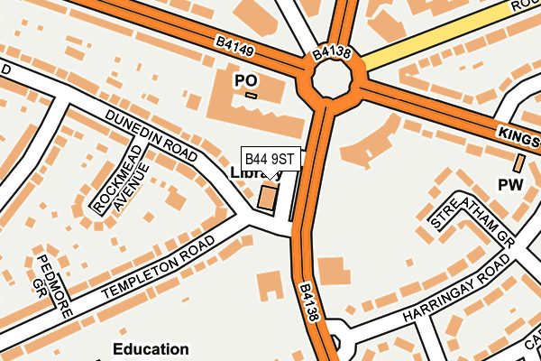 B44 9ST map - OS OpenMap – Local (Ordnance Survey)