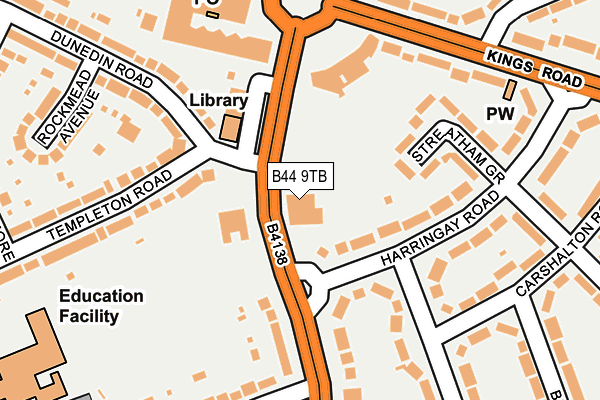 B44 9TB map - OS OpenMap – Local (Ordnance Survey)