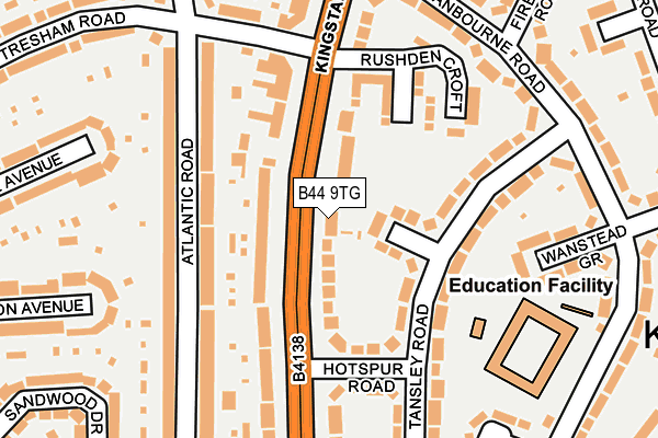 B44 9TG map - OS OpenMap – Local (Ordnance Survey)