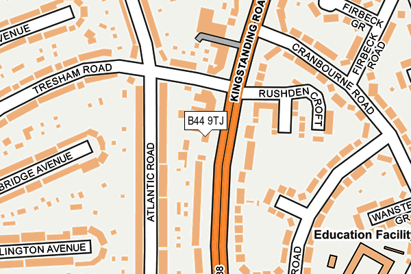 B44 9TJ map - OS OpenMap – Local (Ordnance Survey)