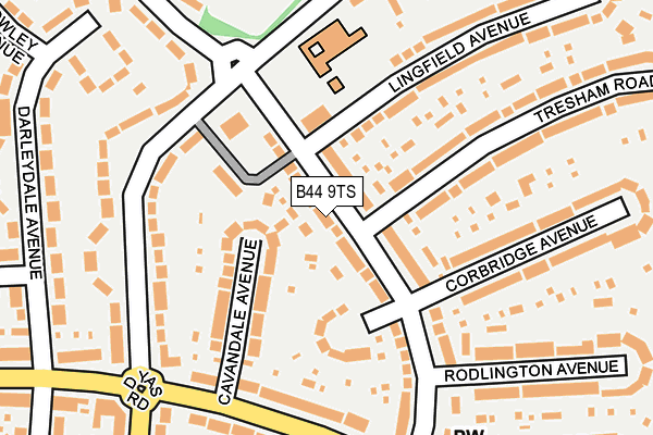 B44 9TS map - OS OpenMap – Local (Ordnance Survey)