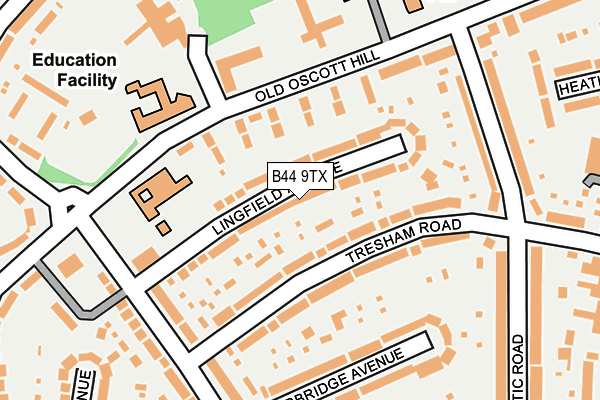 B44 9TX map - OS OpenMap – Local (Ordnance Survey)