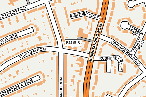 B44 9UB map - OS OpenMap – Local (Ordnance Survey)