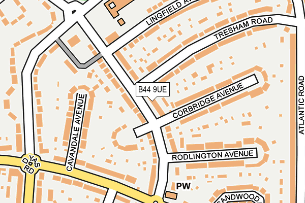 B44 9UE map - OS OpenMap – Local (Ordnance Survey)