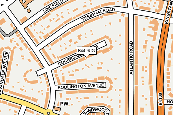 B44 9UG map - OS OpenMap – Local (Ordnance Survey)