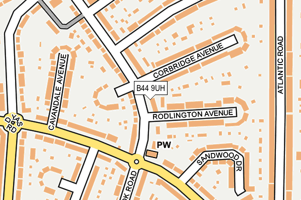 B44 9UH map - OS OpenMap – Local (Ordnance Survey)