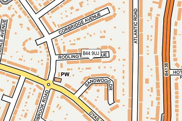 B44 9UJ map - OS OpenMap – Local (Ordnance Survey)