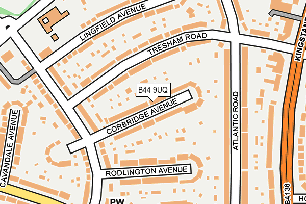 B44 9UQ map - OS OpenMap – Local (Ordnance Survey)