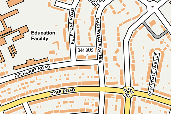 B44 9US map - OS OpenMap – Local (Ordnance Survey)