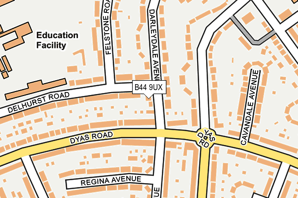 B44 9UX map - OS OpenMap – Local (Ordnance Survey)