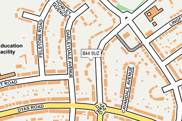 B44 9UZ map - OS OpenMap – Local (Ordnance Survey)