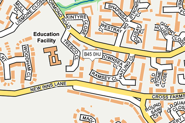 B45 0HJ map - OS OpenMap – Local (Ordnance Survey)