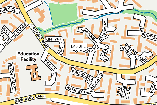 B45 0HL map - OS OpenMap – Local (Ordnance Survey)