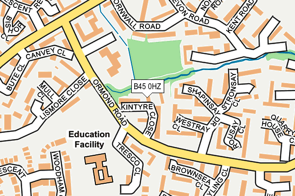 B45 0HZ map - OS OpenMap – Local (Ordnance Survey)