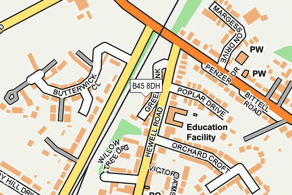 B45 8DH map - OS OpenMap – Local (Ordnance Survey)