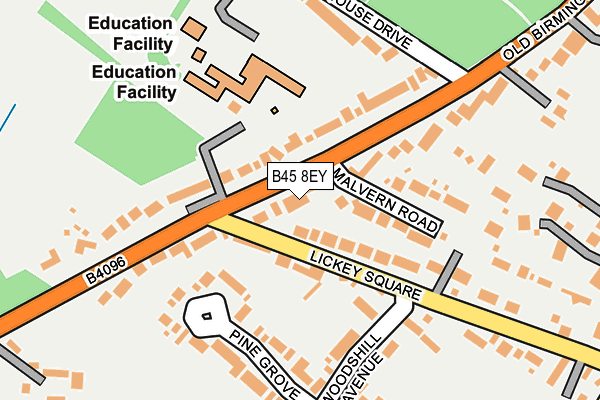 B45 8EY map - OS OpenMap – Local (Ordnance Survey)