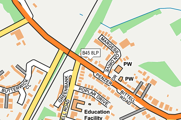 B45 8LP map - OS OpenMap – Local (Ordnance Survey)