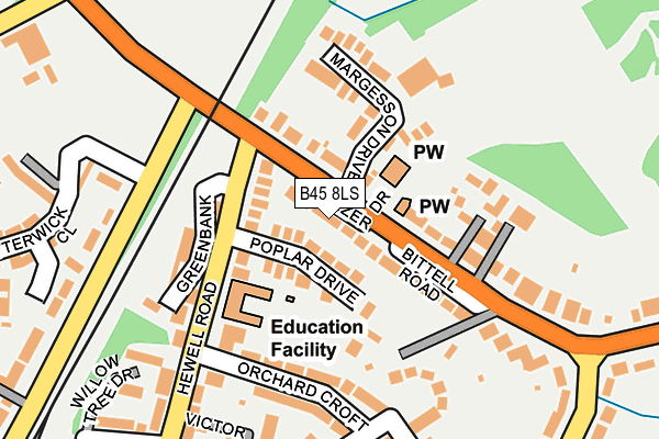 B45 8LS map - OS OpenMap – Local (Ordnance Survey)