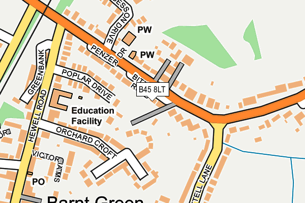 B45 8LT map - OS OpenMap – Local (Ordnance Survey)