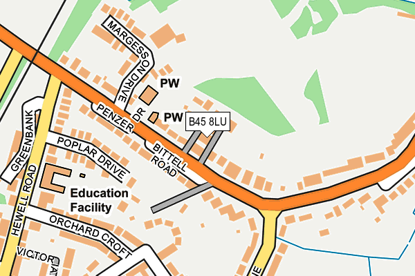 B45 8LU map - OS OpenMap – Local (Ordnance Survey)