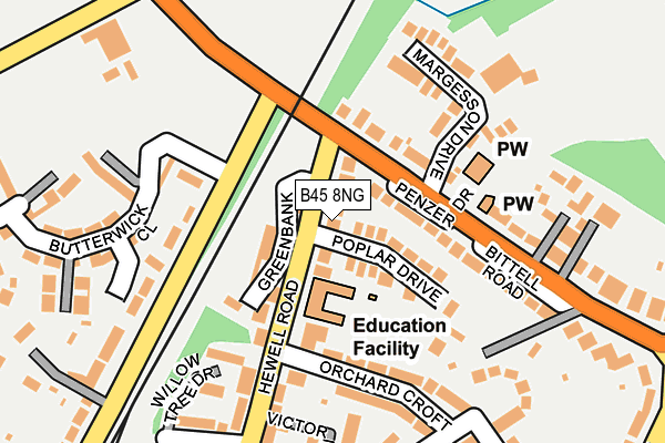 B45 8NG map - OS OpenMap – Local (Ordnance Survey)