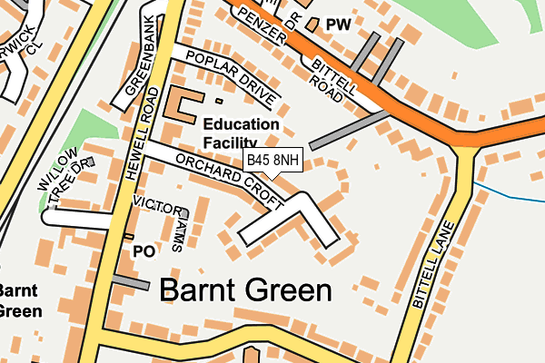 B45 8NH map - OS OpenMap – Local (Ordnance Survey)