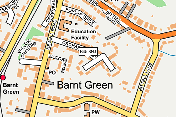 B45 8NJ map - OS OpenMap – Local (Ordnance Survey)