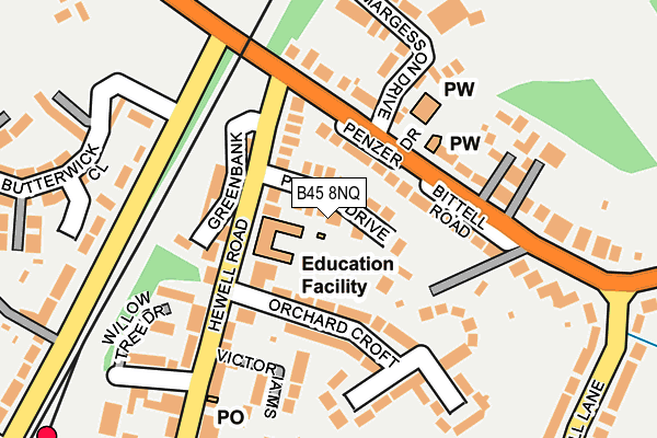 B45 8NQ map - OS OpenMap – Local (Ordnance Survey)