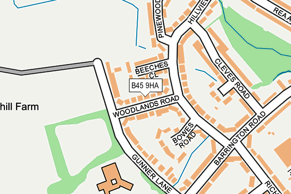 B45 9HA map - OS OpenMap – Local (Ordnance Survey)