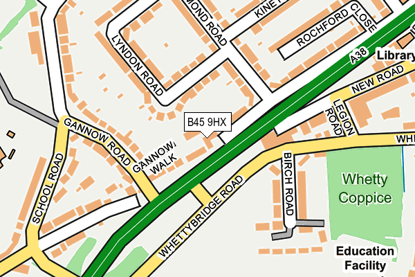 B45 9HX map - OS OpenMap – Local (Ordnance Survey)
