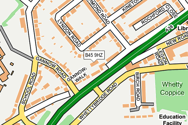 B45 9HZ map - OS OpenMap – Local (Ordnance Survey)