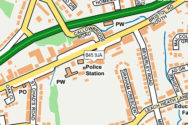 B45 9JA map - OS OpenMap – Local (Ordnance Survey)