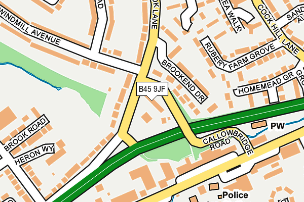 B45 9JF map - OS OpenMap – Local (Ordnance Survey)