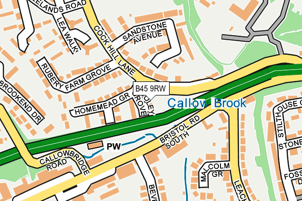 B45 9RW map - OS OpenMap – Local (Ordnance Survey)