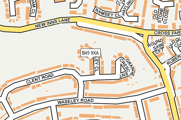 B45 9XA map - OS OpenMap – Local (Ordnance Survey)