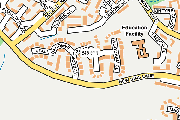 B45 9YN map - OS OpenMap – Local (Ordnance Survey)