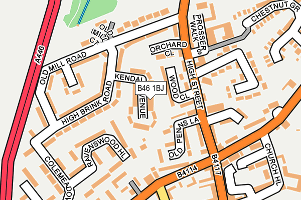 B46 1BJ map - OS OpenMap – Local (Ordnance Survey)