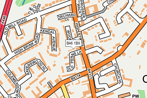 B46 1BX map - OS OpenMap – Local (Ordnance Survey)