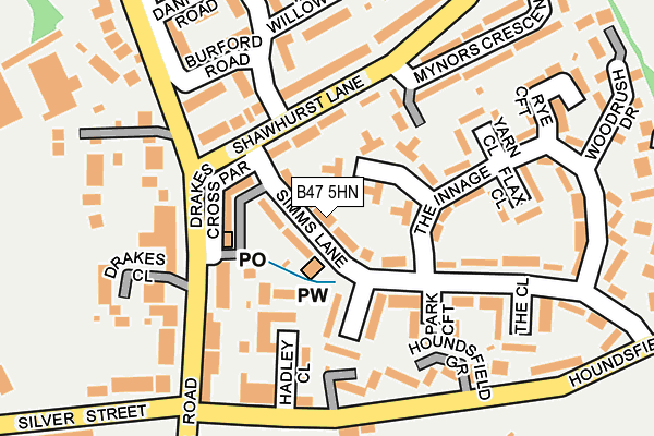 B47 5HN map - OS OpenMap – Local (Ordnance Survey)