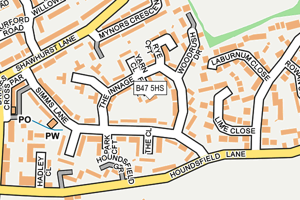 B47 5HS map - OS OpenMap – Local (Ordnance Survey)