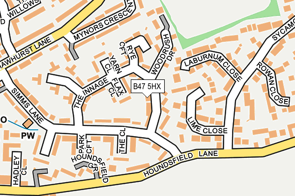 B47 5HX map - OS OpenMap – Local (Ordnance Survey)