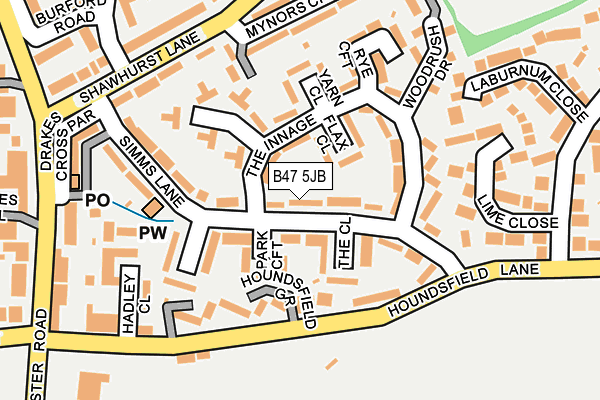 B47 5JB map - OS OpenMap – Local (Ordnance Survey)