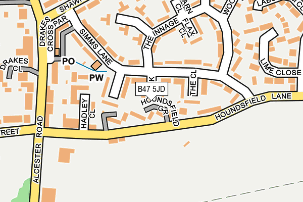 B47 5JD map - OS OpenMap – Local (Ordnance Survey)