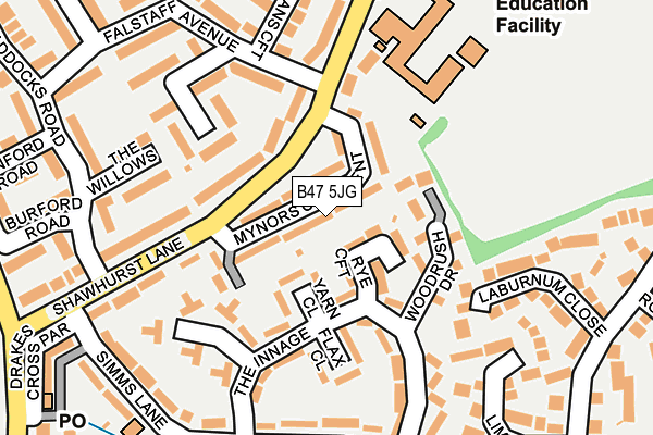 B47 5JG map - OS OpenMap – Local (Ordnance Survey)