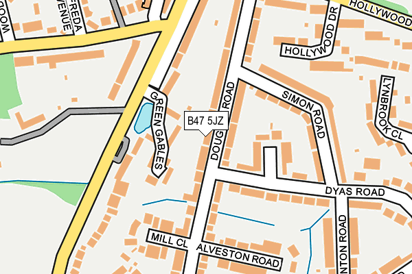 B47 5JZ map - OS OpenMap – Local (Ordnance Survey)