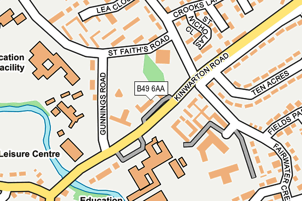 B49 6AA map - OS OpenMap – Local (Ordnance Survey)