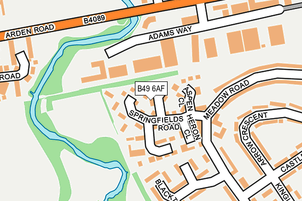 B49 6AF map - OS OpenMap – Local (Ordnance Survey)