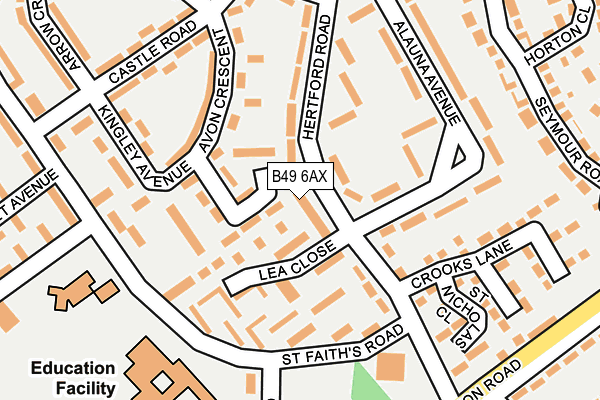 B49 6AX map - OS OpenMap – Local (Ordnance Survey)