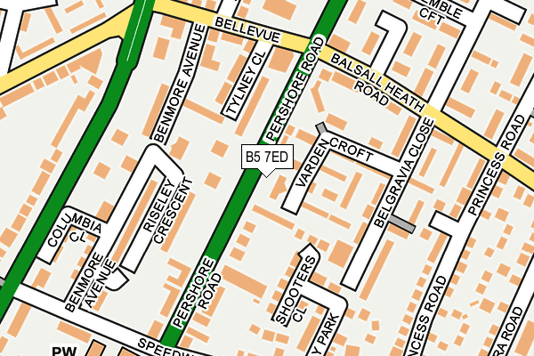 B5 7ED map - OS OpenMap – Local (Ordnance Survey)